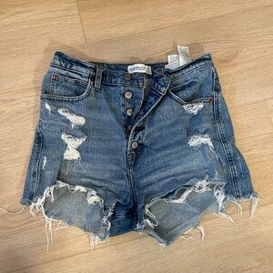 Abercrombie & Fitch Blue Distressed Jean Shorts curve love